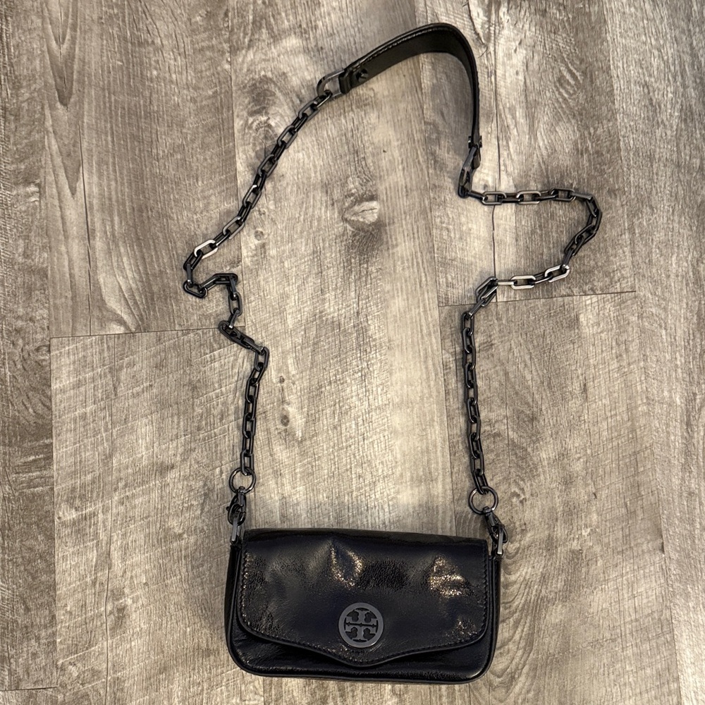 Tory Burch Black Leather Chain Crossbody